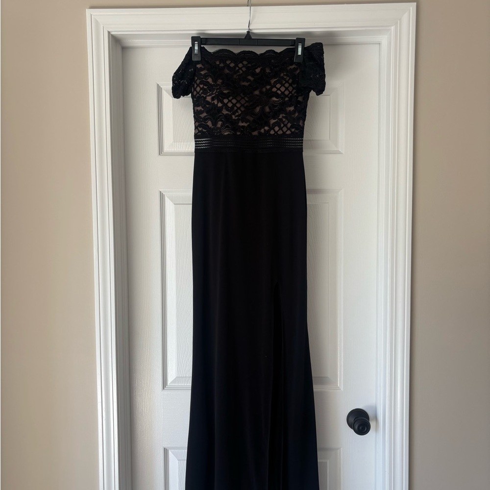 City Triangles Black Off-Shoulder Maxi Dress